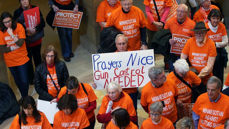 RETRANSMISSION TO CORRECT FILE NAME OF ORGANIZATION - Dozens of red-shirted gun control...