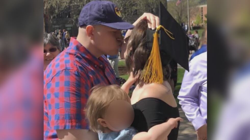 Madeline Kingsbury and Adam Fravel at college graduation.