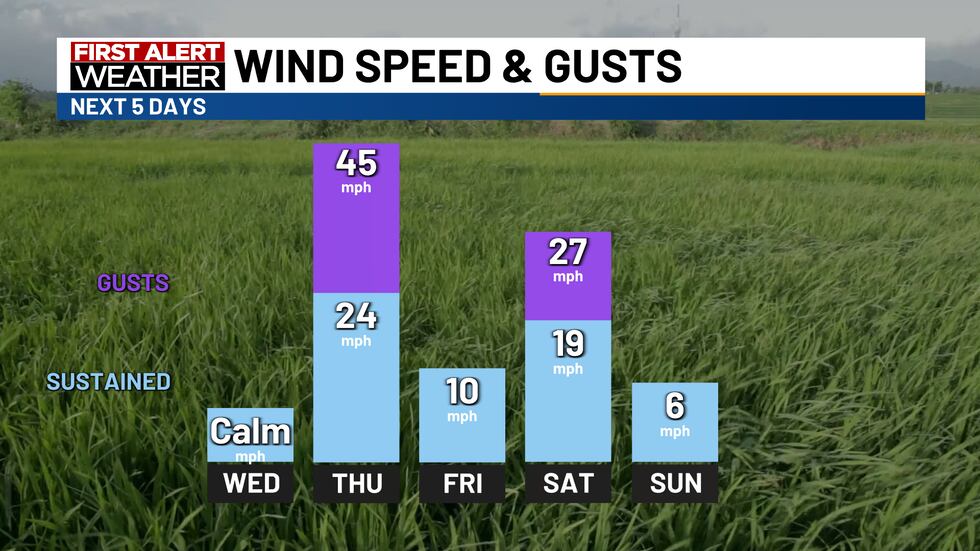 Strong winds will be likely on Thursday as another cold front approaches the area.