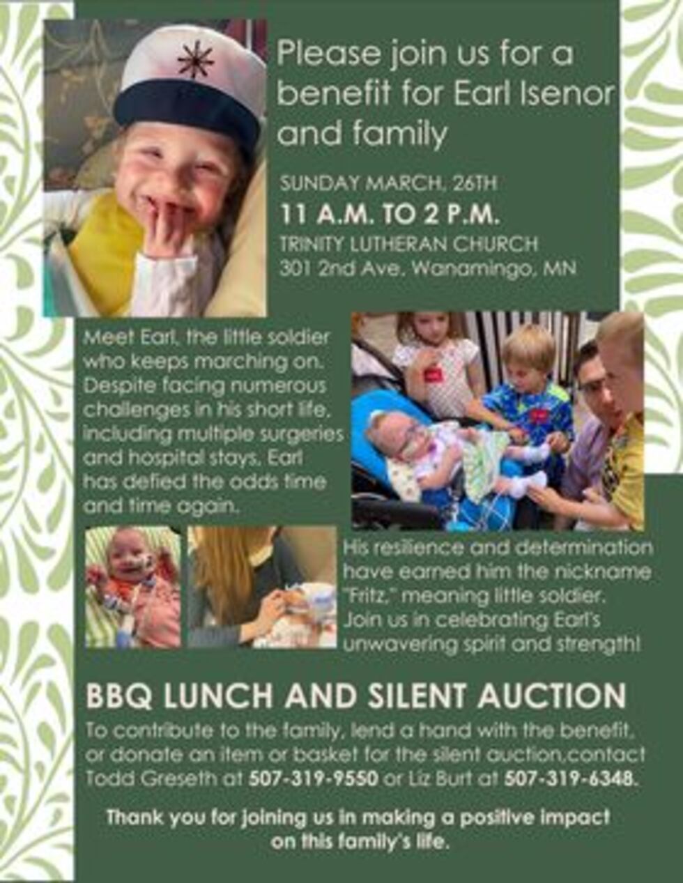 Flyer for Earl Isenor's Fundraiser