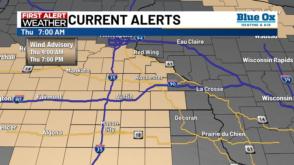 A wind Advisory will be in effect for much of the area until this evening.