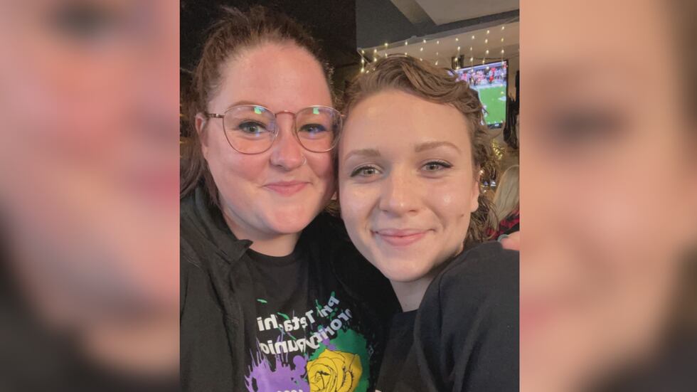 Madeline Kingsbury with close friend Holly Stamschror.